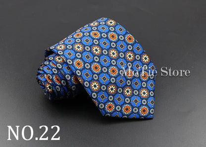 Men's 7.5cm Soft Silk Necktie – Floral & Dot Pattern Tie for Weddings, Business, Parties & Formal Wear