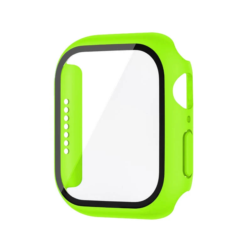 Funda con protector de pantalla de cristal templado para Apple Watch Series 10, 9, 8, 7, 6, SE y 5 (38 mm-46 mm) – Cubierta protectora completa 2 en 1