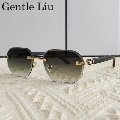 Vintage Square Rimless Sunglasses for Men – Frameless Punk Eyewear with UV400 Lenses, Trendy 2026 Fashion Glasses