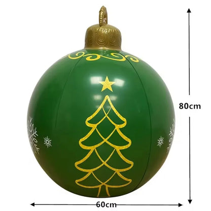 32-Inch Giant PVC Inflatable Christmas Ball Ornament – Large Outdoor Xmas Blow-Up Decoration for Christmas Parties, Yard & Holiday Decor