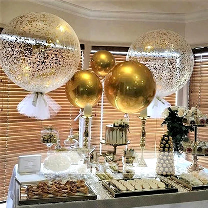 Globos metálicos redondos de aluminio 4D – Decoraciones para fiestas de cumpleaños, bodas y revelaciones de género en oro rosa y plata