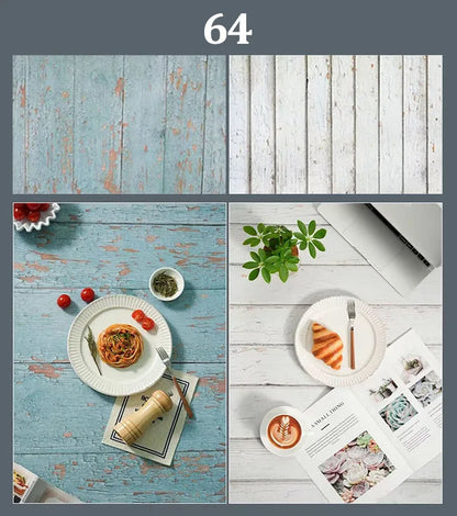 Double-Sided Wood Grain & Marble Photography Backdrop Board 57 × 87 cm – Waterproof Photo Background for Product Photography