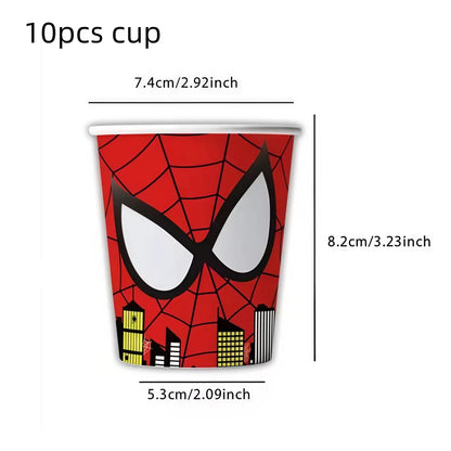 Spider Hero Birthday Party Supplies Set – Kids' Party Tableware Kit with Plates, Cups, Tablecloth, Backdrop, Balloons & Decorations