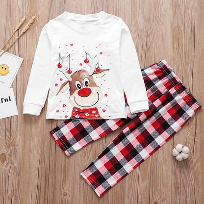 Family Matching Christmas Pajamas Set – Deer Print Tops & Pants Xmas Sleepwear for Mother & Kids, Baby Romper & Pet Dog Clothes