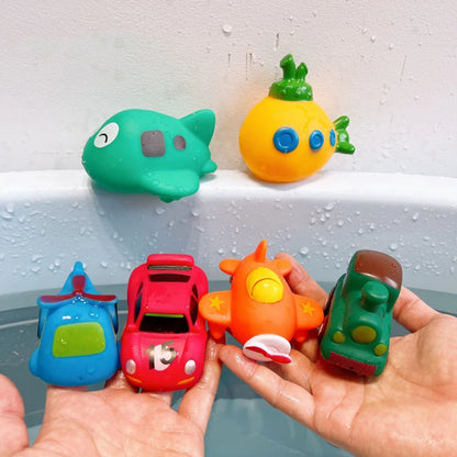 Baby Bath Toys Soft Rubber Floating Car, Boat & Plane Water Squeeze Toys for Toddlers