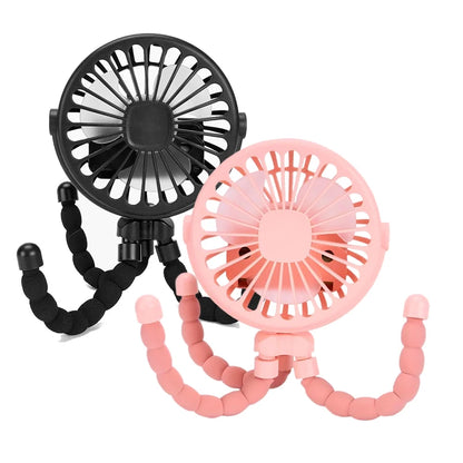 Ventilador portátil con clip para cochecito - Ventilador de refrigeración para bebés recargable por USB de 600 mAh con 3 velocidades para el hogar, viajes y actividades al aire libre