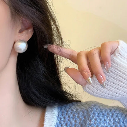Women’s Charm Exaggerated Round Matte Stud Earrings Korean Fashion Party Temperament Jewelry