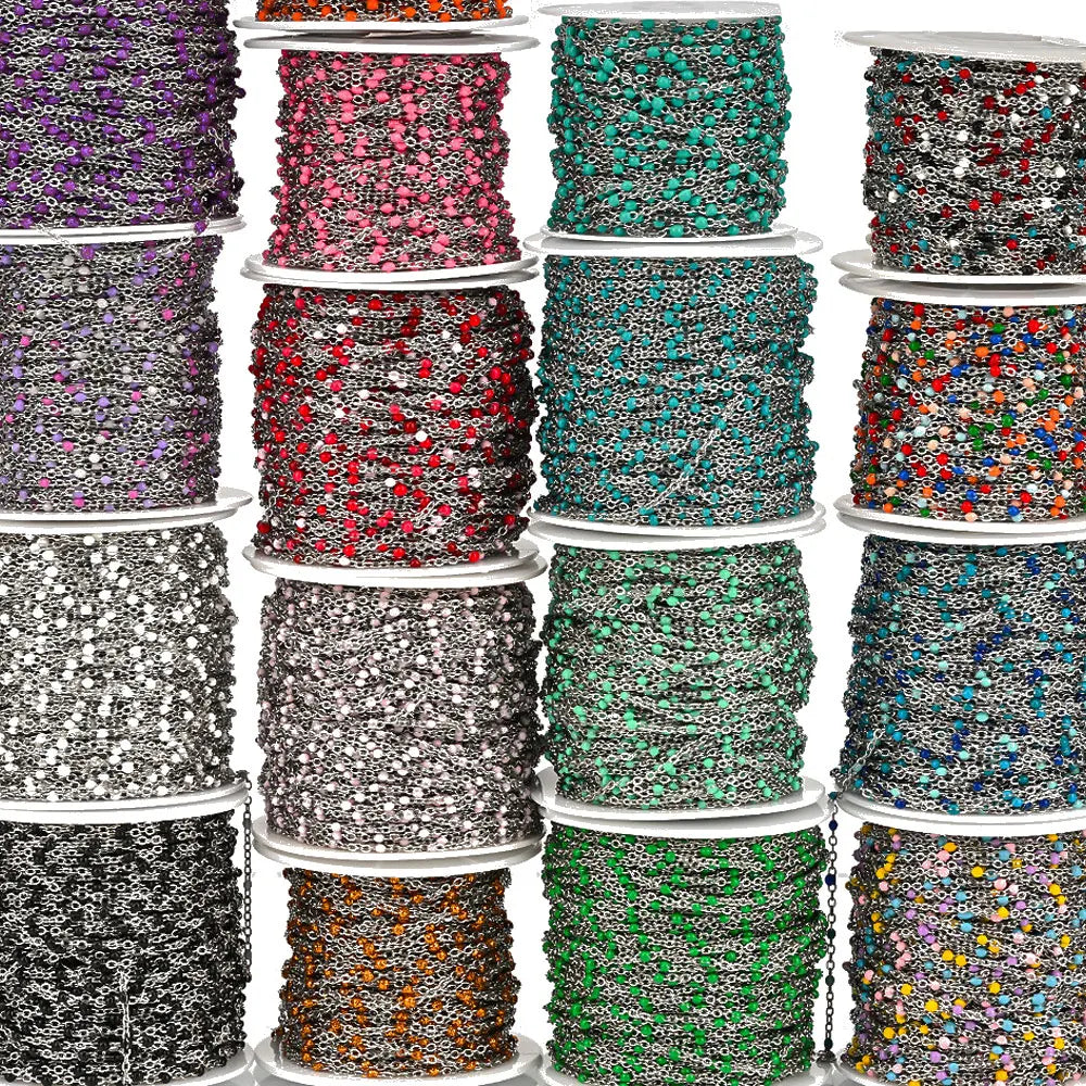 1M Stainless Steel Enamel Bead Chain – Colorful Dripping Oil DIY Chain for Necklaces, Bracelets & Jewelry Making