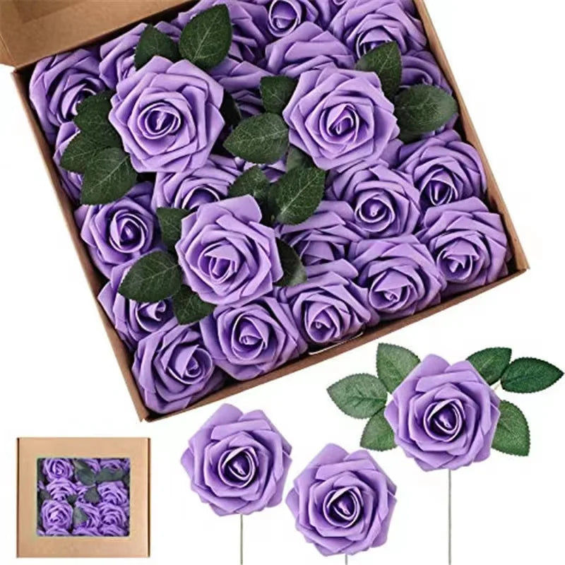 Rosas artificiales de espuma, de 10 a 100 unidades – Rosas sintéticas realistas para ramos de boda, centros de mesa, decoraciones para fiestas, regalos para el Día de la Madre y San Valentín, arreglos florales de bricolaje
