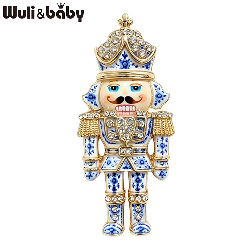 Wuli&baby Blue & White Porcelain Christmas Brooches for Women – Santa Claus, Cat, Christmas Tree & Nutcracker Brooch Pins for New Year