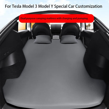 Matelas pneumatique gonflable pour Tesla Model 3 et Model Y (2017–2026) – Lit de voyage en daim pour le camping, les road trips et les aventures en plein air