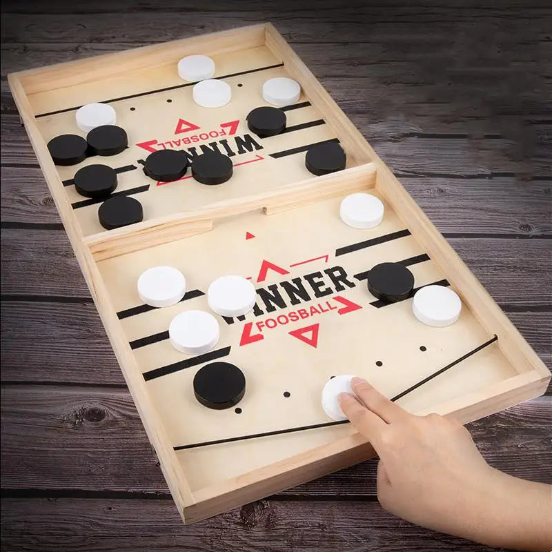 Table Hockey Sling Puck Board Game – Fast-Paced Desktop Battle Game for Family, Kids & Adults Party Fun