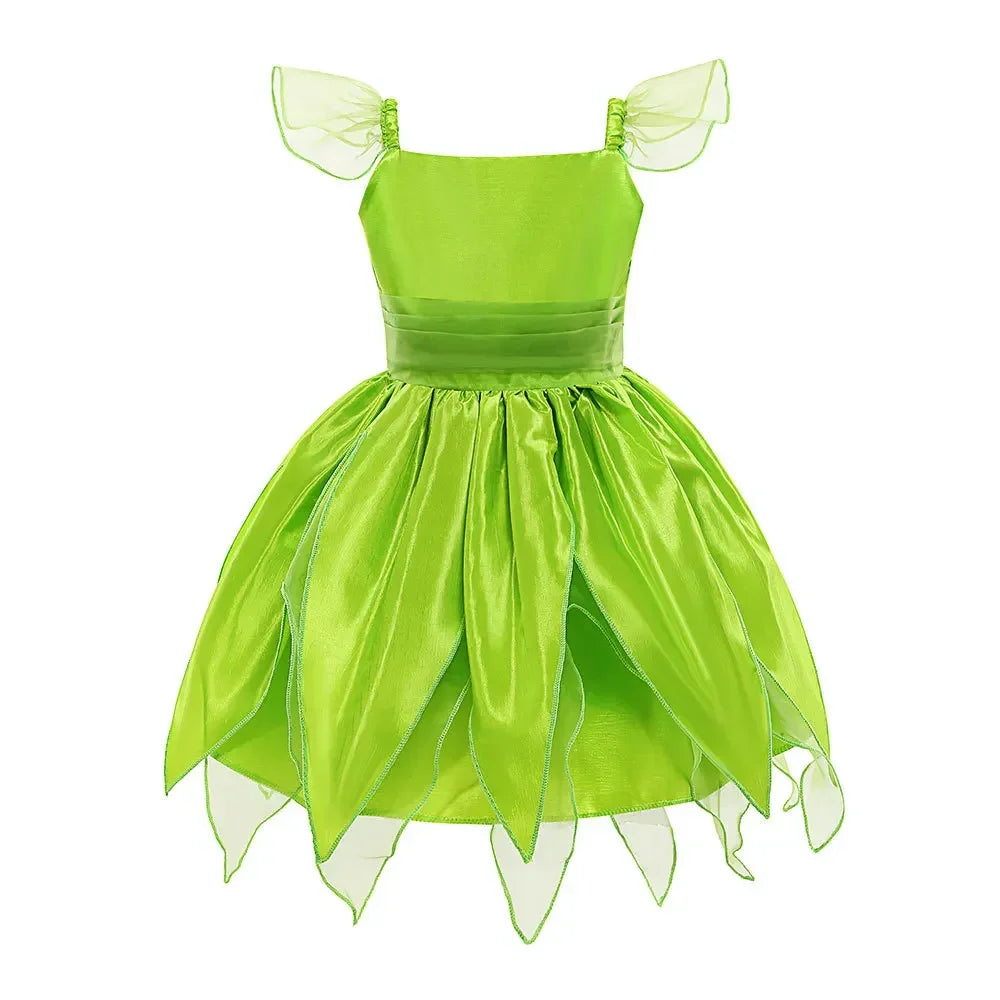 Girls Tinker Bell Costume – Green Fairy Princess Fancy Dress for Halloween, Birthday Parties & Cosplay, Ages 2–10Y