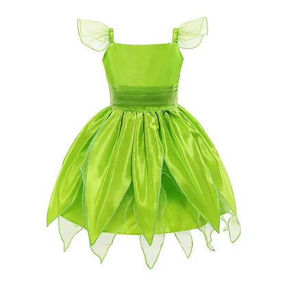 Girls Tinker Bell Costume – Green Fairy Princess Fancy Dress for Halloween, Birthday Parties & Cosplay, Ages 2–10Y