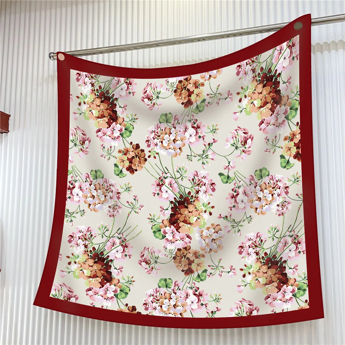 Foulard carré en soie 90 cm pour femme, motif floral, sergé de luxe, bandana, châle, hijab, cache-col, écharpe de tête