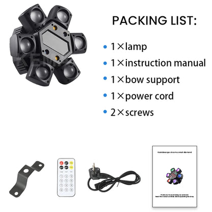 80W Disco Party Light – 6-Arm Moving Head Beam & Strobe Stage Light with Remote and DMX512 Control for DJ, Club & Wedding Events