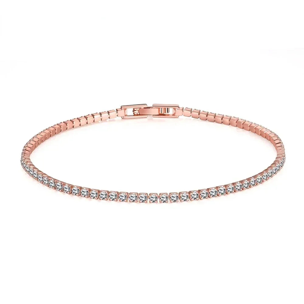 Pulsera de tenis de plata de ley 925 – Pulsera de cristal de circonita de 2,5 mm, ajustable de 16 a 19 cm, joyería para aniversario y regalo