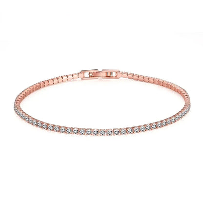Pulsera de tenis de plata de ley 925 – Pulsera de cristal de circonita de 2,5 mm, ajustable de 16 a 19 cm, joyería para aniversario y regalo