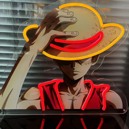 One Piece Luffy Neon Sign – USB Powered Anime LED Wall Light for Game Room, Bedroom & Man Cave Decor