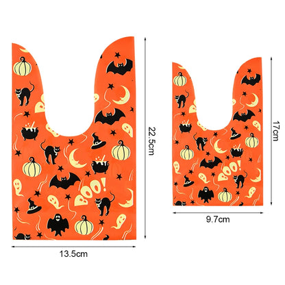 25/50PCS Halloween Candy Bags – Rabbit Ear Pumpkin Plastic Treat Bags for Candy, Cookies & Desserts, DIY Packaging for Kids’ Halloween Parties