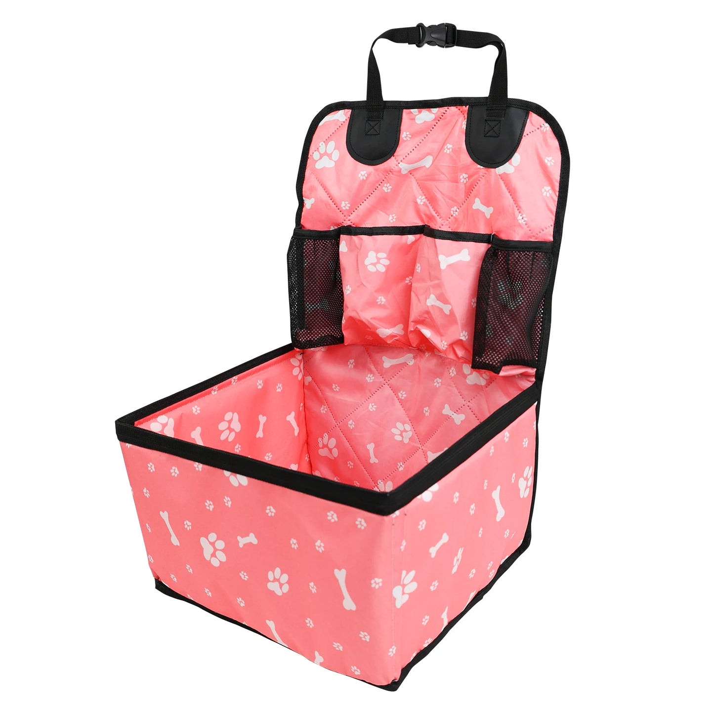 Asiento Elevador para Perros con Bolsillos de Almacenamiento, Funda de Asiento Antideslizante para Coche, Arnés de Seguridad para Perros Pequeños y Medianos