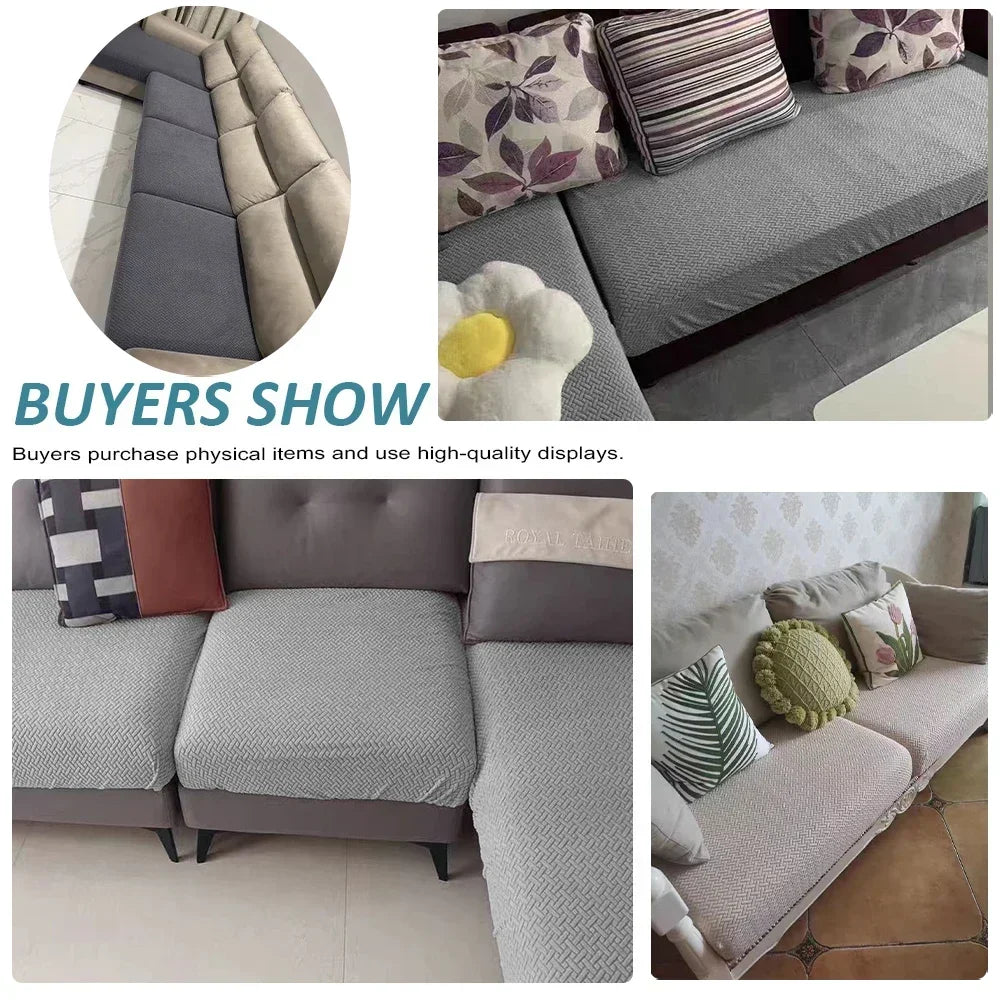 Stretch Jacquard Sofa Seat Cushion Cover – Washable Furniture Protector for Sectional & Loveseat Sofas