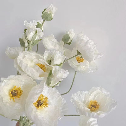 105cm Artificial Poppy Flowers – Large Realistic Faux Floral Stem for Wedding Decor, Vase Arrangements, Home Decoration, Photo Props & Window Displays