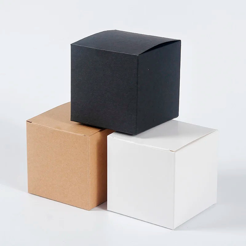 20/50PCS Cajas de Regalo Kraft – Cajas Plegables de Cartón Blancas y Negras para Recuerdos de Bodas, Caramelos y Empaques