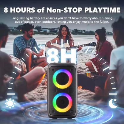 Wireless Bluetooth Karaoke Speaker – Portable Subwoofer Sound Box with Microphone, FM Radio, LED Lights & TWS