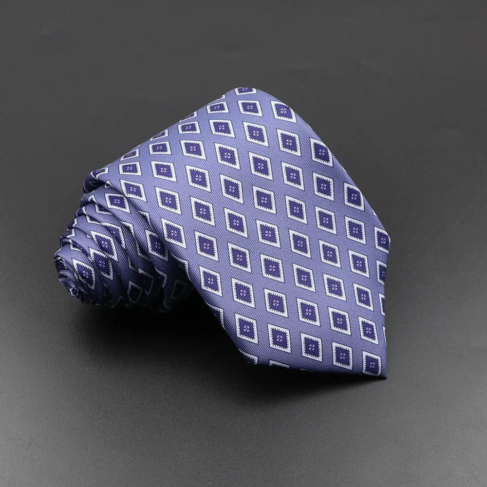 Men's 7.5cm Soft Silk Necktie – Floral & Dot Pattern Tie for Weddings, Business, Parties & Formal Wear