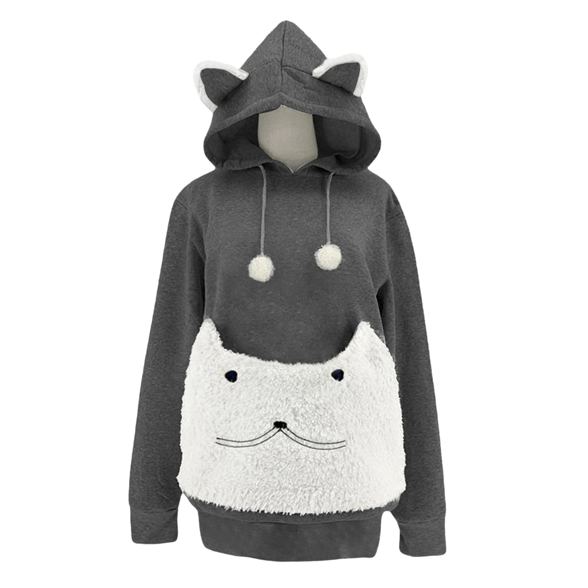 Pet Hoodie Sweatshirt with Large Front Pouch – Cozy Polar Fleece Pullover for Carrying Small Dogs & Cats, Loose Fit Puppy & Kitten Clothing