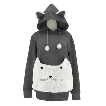 Pet Hoodie Sweatshirt with Large Front Pouch – Cozy Polar Fleece Pullover for Carrying Small Dogs & Cats, Loose Fit Puppy & Kitten Clothing