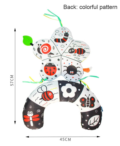 Coussin de Temps sur le Ventre pour Bébé et Jouet Sensoriel à Contraste Élevé – Coussin de Soutien Réversible Noir et Blanc pour Nouveau-né pour le Redressement de la Tête et le Développement Précoce