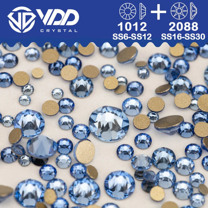 VDD Piedras Preciosas de Cristal Doradas de Fondo Plano – 2088 Cristales de Strass para Arte de Uñas, Manualidades y Decoraciones DIY