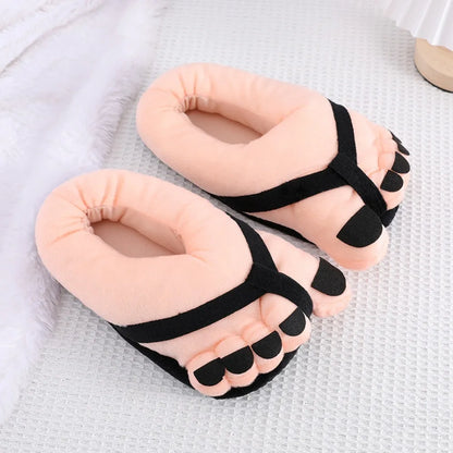 Winter Cotton Slippers for Men and Women, Funny Couple House Slides, Soft Warm Plush Indoor Slippers for Home, Cozy Oversized Feet Slippers for Cold Weather