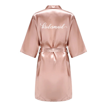 Rose Gold Satin Bridesmaid Robe – Team Bride Wedding Bathrobe for Women | Bridal Party Kimono Gown for Maid of Honor & Mother Gift