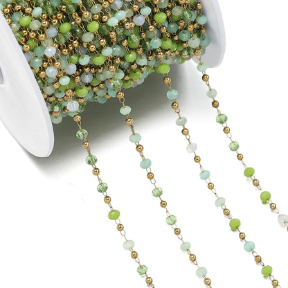 Cadena de Cuentas de Cristal de Acero Inoxidable de 1 m para Fabricación de Joyas – Cadena con Clip Multicolor para Collares, Pulseras y Manualidades DIY
