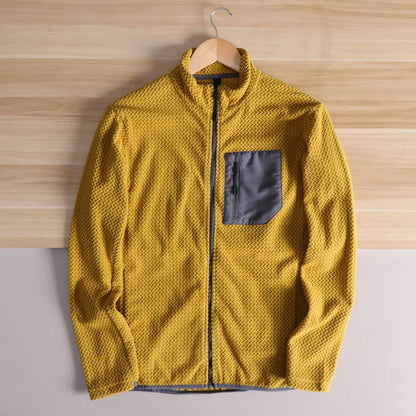 Men's Lightweight Fleece Jacket Quick-Dry Breathable Stand Collar Sports Coat Casual Outdoor Jacket for Spring and Everyday Wear