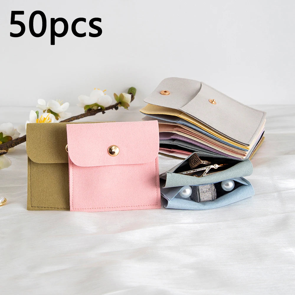 1/10/50PCS Microfiber Velvet Jewelry Gift Bags – Soft Pouches for Earrings, Necklaces, Christmas, Weddings, Candy Favors & Gift Packaging
