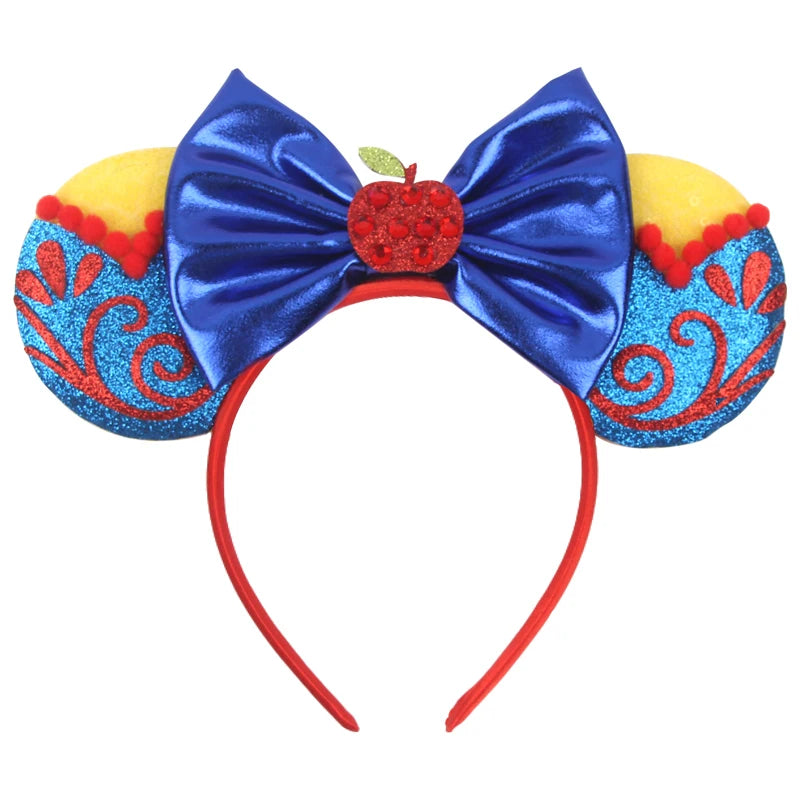 Diadema de orejas de Mickey Mouse de Lilo & Stitch – Lazo de lentejuelas de 5" Accesorio para el cabello de dibujos animados para mujeres y niñas | Diadema para fiestas y festivales