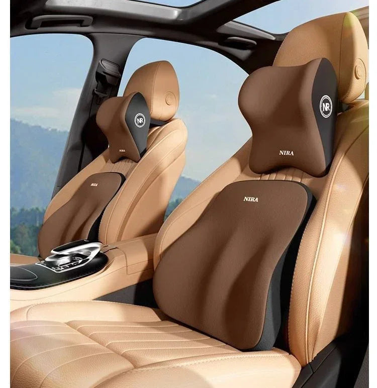 Ensemble coussin appui-tête et support lombaire en mousse à mémoire de forme pour voiture – Oreiller universel cou et dos pour un confort de conduite