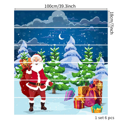6PCS 18×100CM Christmas Staircase Background Fabric – Holiday Stair Banner Decorations for Christmas Party & Home Decor