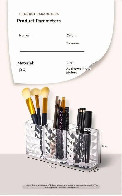 Diamond Pattern Mirror Cosmetic Storage Box – Bathroom Organizer Rack for Lipstick, Makeup, Skincare & Beauty Accessories Storage
