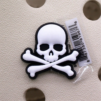 1PC Black & White PVC Shoe Charms – Skull, Ghost & Taichi Shoe Decorations, Shoe Buckle Accessories for Customization & Gifts