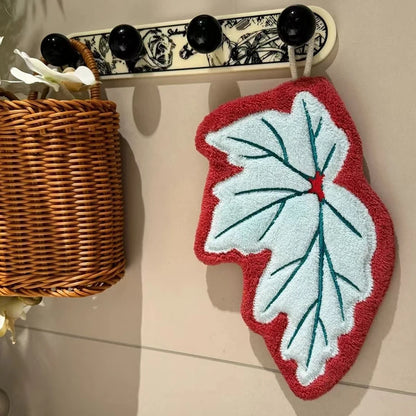 Essuie-mains Feuille – Serviette suspendue douce et absorbante pour la salle de bain et la cuisine, Gant de toilette décoratif, Serviette mouchoir à séchage rapide, Accessoire de nettoyage pour la maison