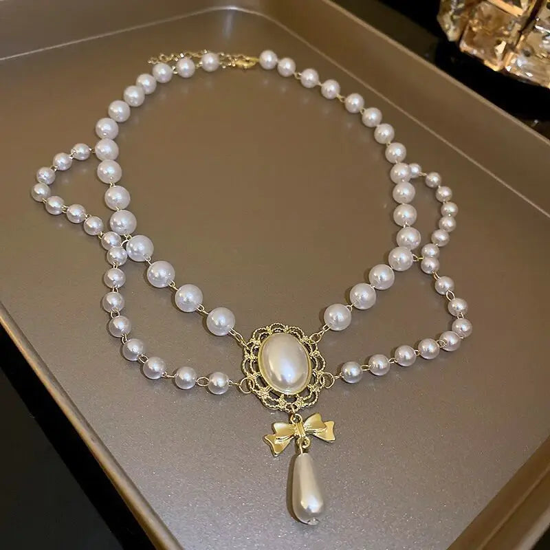 Nuevo collar gargantilla de perlas barrocas para mujer, lujoso, para bodas, fiestas, collar de cuentas de tres capas, torques, regalo de joyería de moda para damas