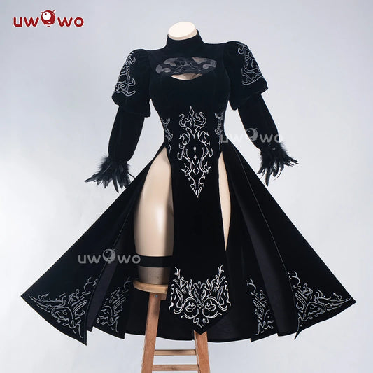 Disfraz de cosplay 2B de UWOWO – Atuendo de rediseño Cheongsam de fanart (inspirado en NieR: Automata, Halloween/Preventa)