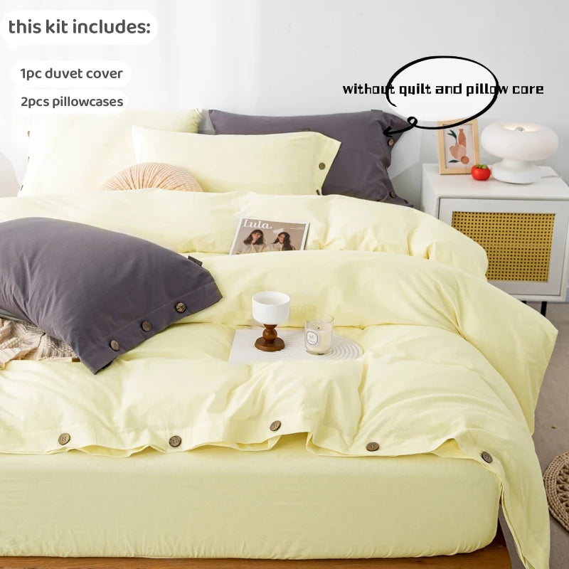 3-Piece 100% Cotton Bedding Set – Duvet Cover & Pillowcase Set for Queen & King Beds