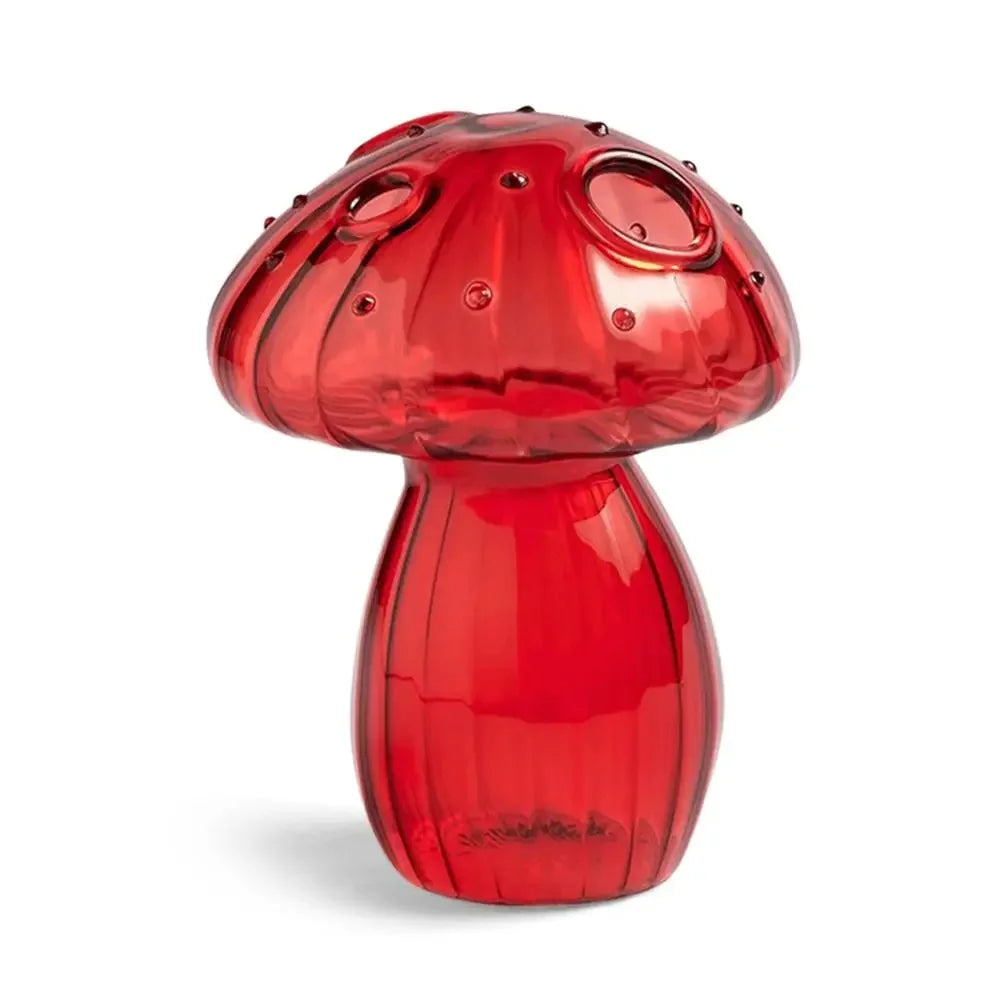 Florero de vidrio con forma de hongo – Maceta hidropónica transparente y jarrón decorativo de escritorio