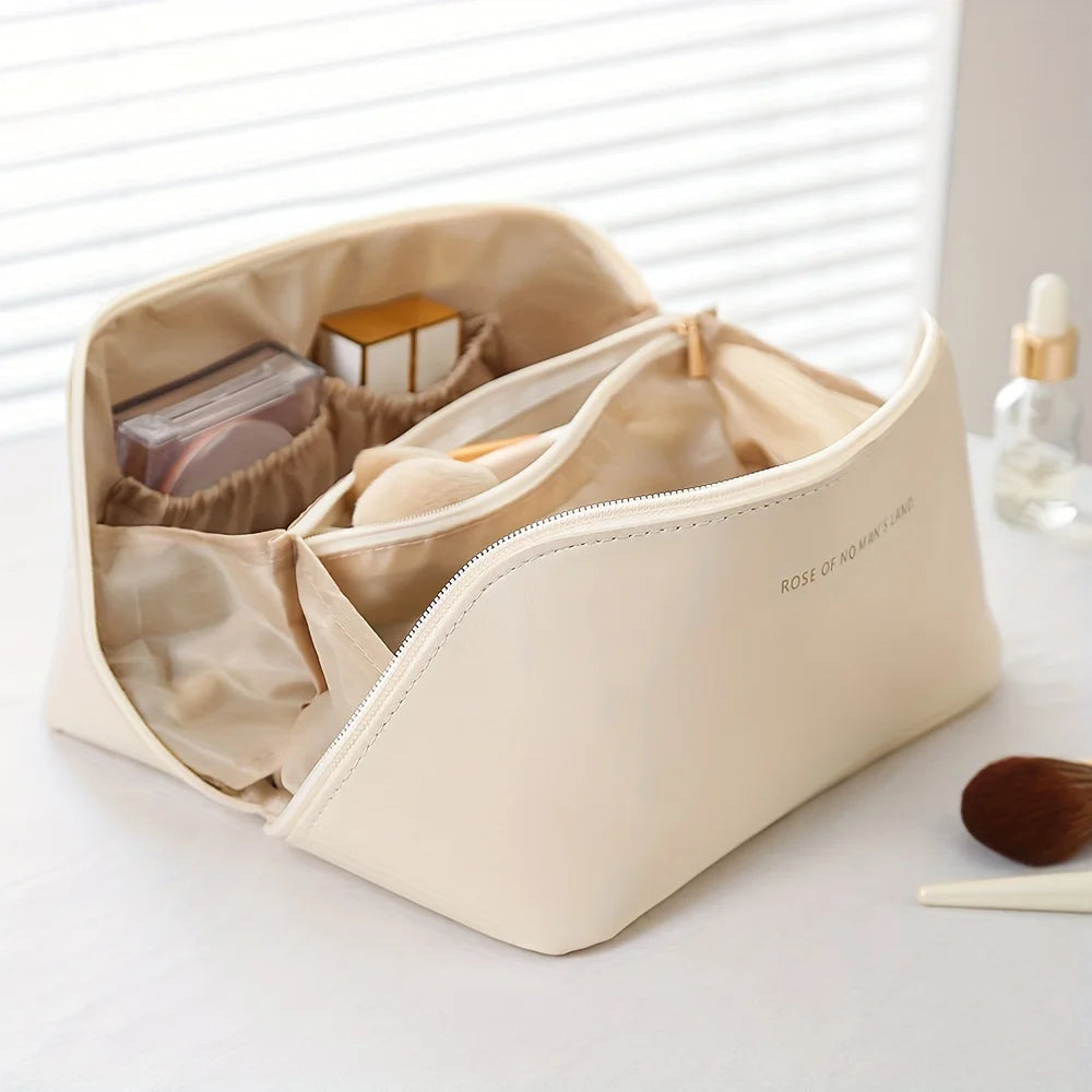 Trousse de Maquillage de Luxe pour Femmes – Trousse de Toilette Portable, Pochette de Rangement Cosmétique avec Fermeture Éclair, Boîte de Rangement de Voyage pour Maquillage, Soins de la Peau et Essentiels Personnels